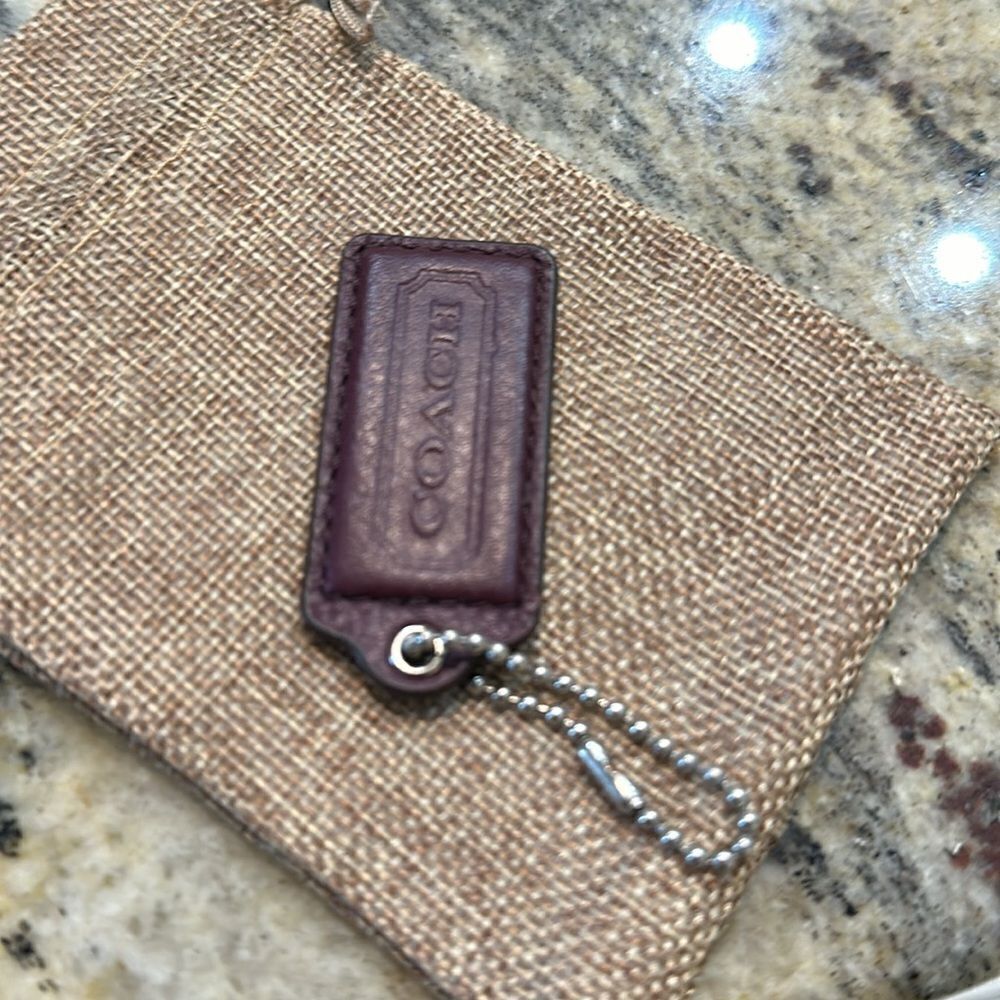 Coach Hang Tag Replacement Piece Leather Wine Burgundy - Picture 2 of 4